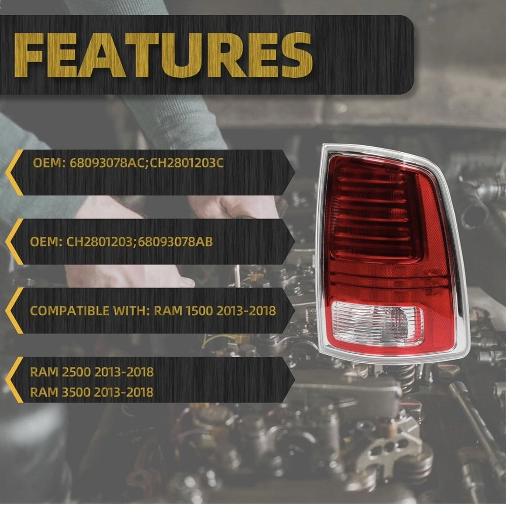 Dasbecan LED Tail Lights Assembly Compatible With Dodge Ram 1500 2013-2018 Ram 2 - Picture 3 of 6